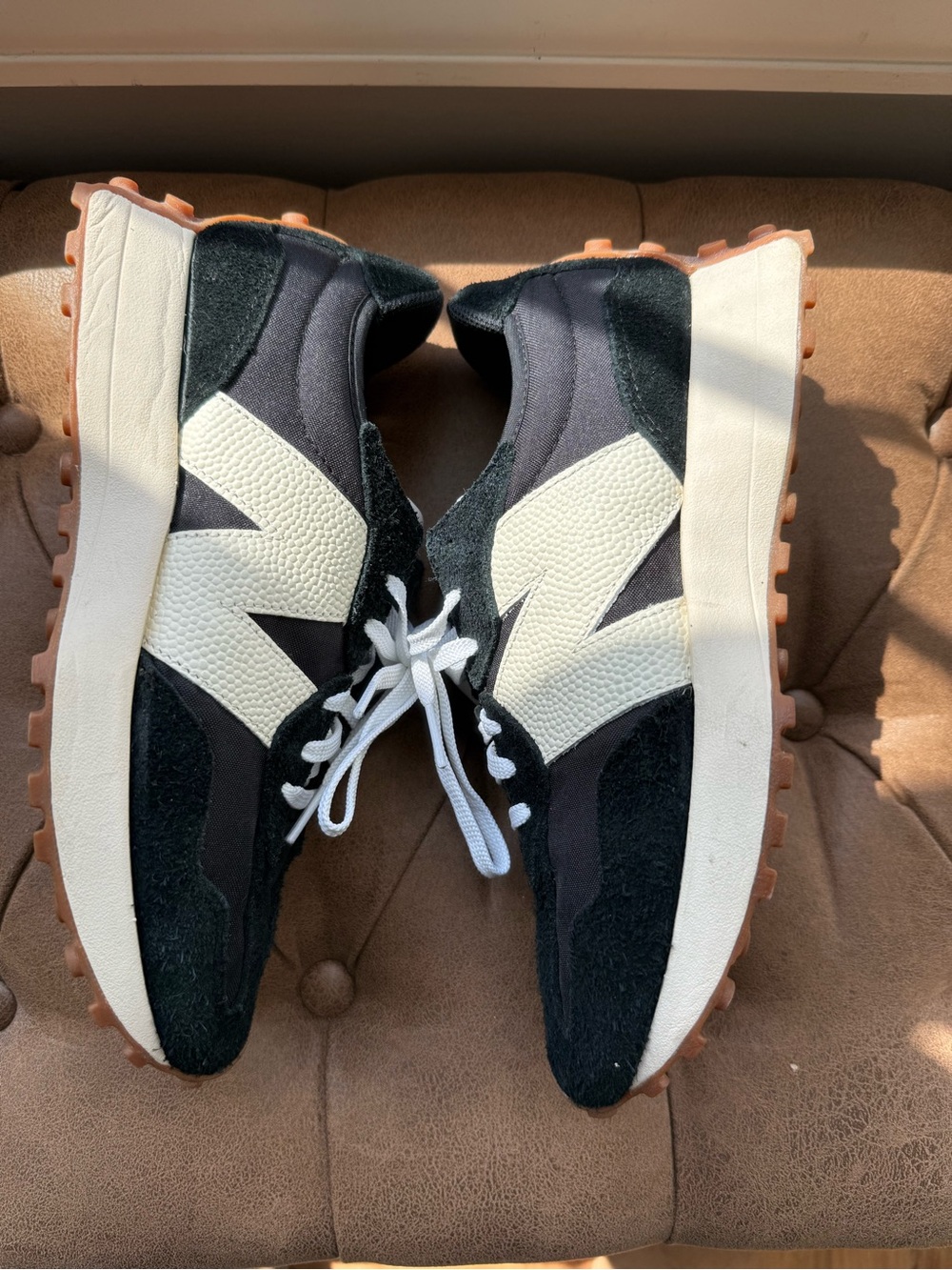 New Balance Women’s Black, White and Tan Retro Runner Sneakers - Picture 3 of 4